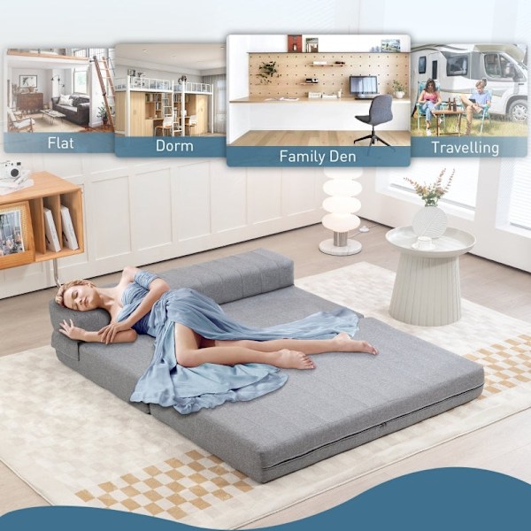 Rootz Golvsoffa - Cabriolet futon - Platssparande bäddsoffa - 2-sits bäddsoffa - Gästsäng - Tjock stoppning - Lätt att rengöra - Kompakt - 138 cm x 80