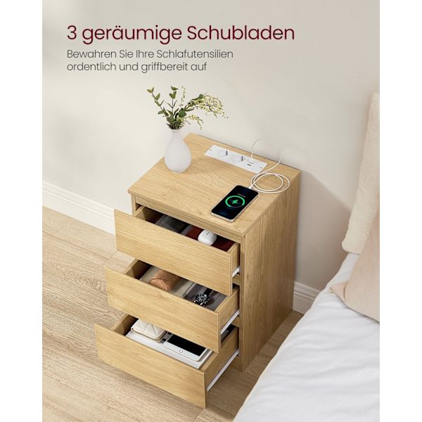 Rootz spånplade sengebord - Natbord - Endebord - Ibenholtssort - Letvægts - Robust - Nem montering - 35 cm x 40 cm x 59 cm