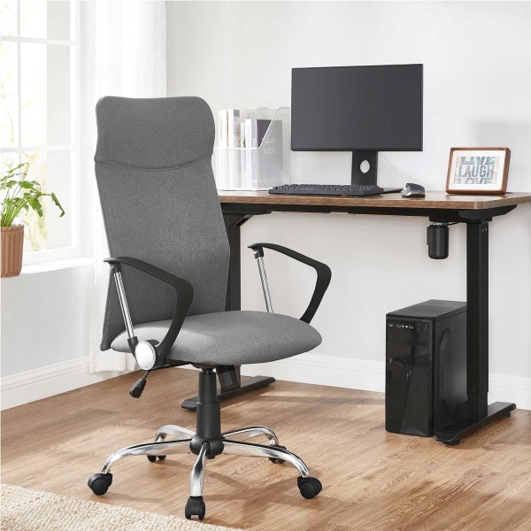 Rootz Ergonomic Office Chair - Skrivbordsstol - Datorstol - Justerbar i höjdled - Bekväm sits - Gungfunktion - Grå - Stålram - Skumstoppning - Polyest