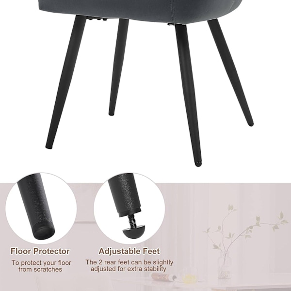 Rootz Velvet spisestuestolesæt med 6 - Plysstole - Komfortable siddepladser - Højdensitetsskum - Robust metalstel - Ergonomisk design - 57 cm x 80 cm