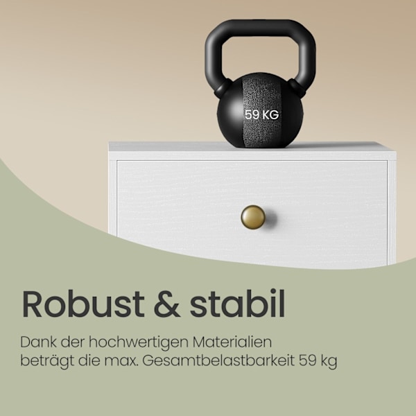 Rootz Bedside Table - Side Bord - Natbord med skuffe - Træben - Rumbesparende - 28 x 39 x 55 cm