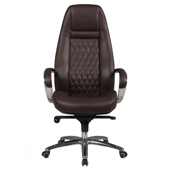 Rootz Executive Office Chair - Ægte læder - Drejelig skrivebordsstol - Ergonomisk design, Integreret lændestøtte, Multi-Block Rocker Mechanism - Brun