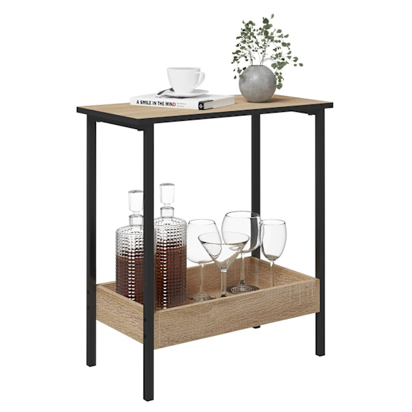 Rootz Sidebord - Kaffestativ - Dagligstue Accent - Opbevaringsskrivebord - Udstillingsplatform - Loungemøbler - Lys Eg + Sort - 50x55x25 cm