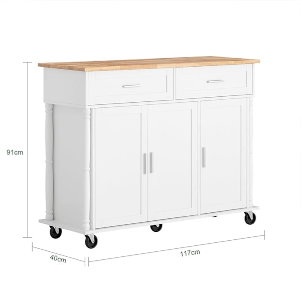 Rootz Multi-Purpose Køkkenskab - Pantry Skab - Opbevaringsenhed - Gummitræ Top - 117cm x 91cm x 40cm