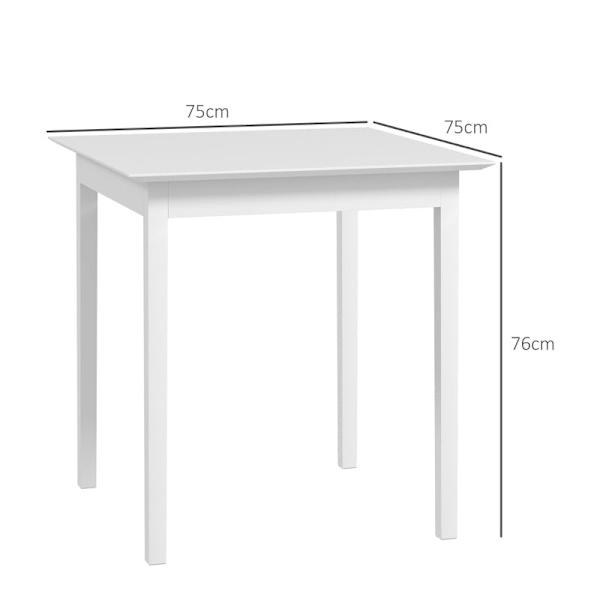 Rootz Køkkenbord - Spisebord - Firkantet bord - Moderne Design - Massivt fyrretræ - 75cm x 75cm x 76cm - Hvid