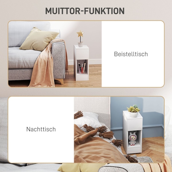 Rootz sängbord - Modernt sidobord - Nightstand - Optimal förvaring - 20 cm x 30 cm x 50 cm - Perfekt för sovrum och vardagsrum