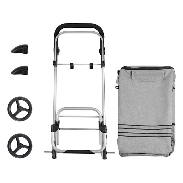 Rootz Shopping Trolley - Sammenfoldelig Shopping Trolley - Med kølerum - Folde Market Trolley - Letvægts Foldevogn - Bærbar Shopping Caddy - Grå