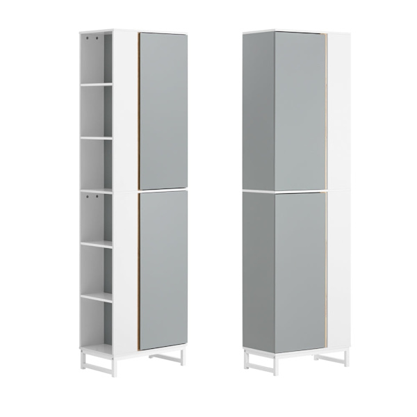 Rootz Tall Badrumsskåp - Förvaringsorganisator - Fristående hyllenhet - MDF och gummiträkonstruktion - Anti-tipstabilitet - Enkel montering - 50cm x 1