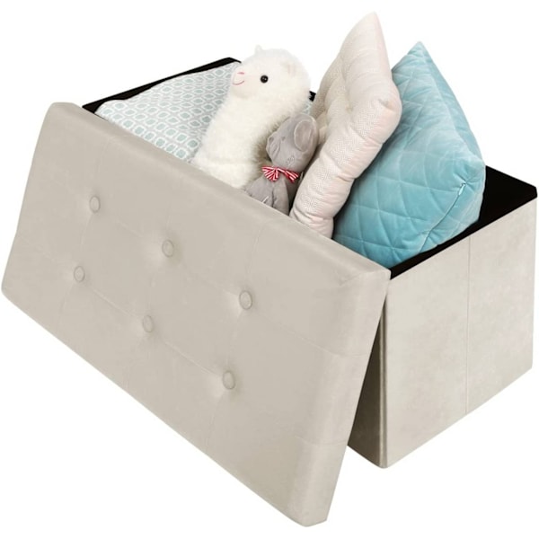 Rootz Velvet Storage Pall - Vikbar ottoman - Stor kapacitet - Stabil ram - 76cm x 38cm x 37,5cm