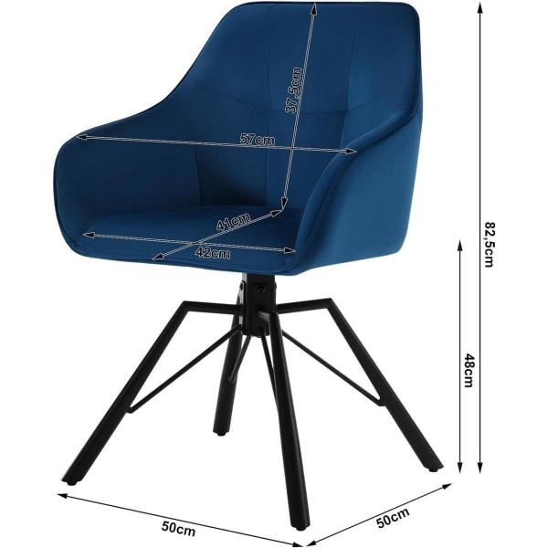 Rootz drejelig spisestuestol - Roterende stol - Fløjlskontorstol - Ergonomisk design - Komfortable siddepladser - Holdbar konstruktion - 58,5 cm x 82,