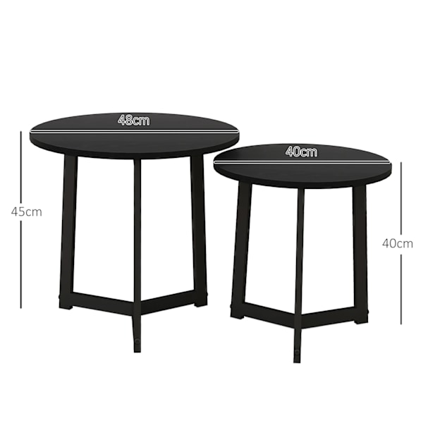 Rootz Moderne sofabord sæt på 2 - sofaborde - hekkeborde - Rumbesparende design - Ø48 x 45 timer cm, Ø40 x 40H cm - Skrabebestandig