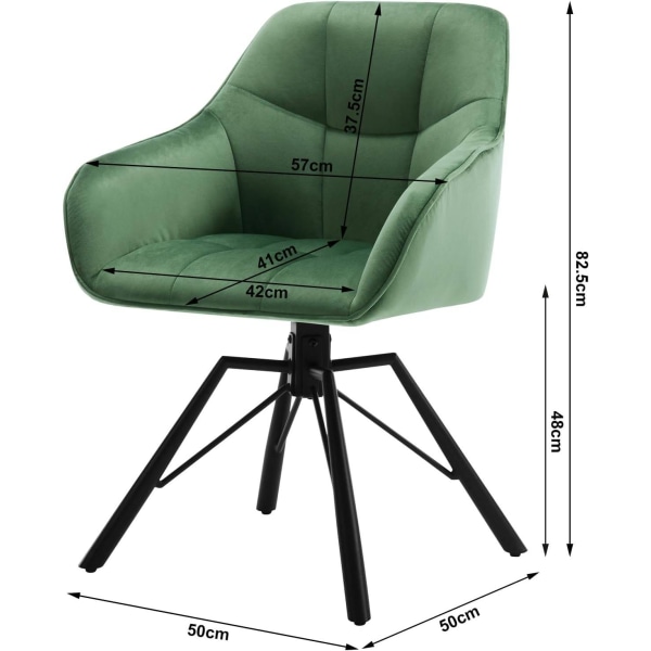 Rootz vridbar matstol - Roterande stol - Kontorsstol i sammet - Ergonomisk design - 360° vridbar - Enkel montering - 58,5 cm x 82,5 cm x 54,5 cm