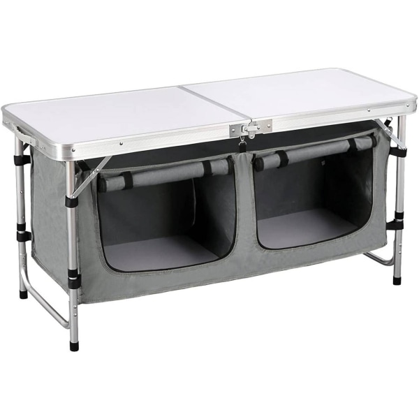 Rootz justerbart campingbord - Bärbart hopfällbart bord - Utomhusmatbord - Justerbart i höjdled, integrerad förvaring, enkelt underhåll - 47 cm x (62