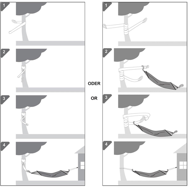 Rootz Hammock - 2 henkilöä - Kuljetuslaukku - Kiinnityshihnat - Beige - 210 x 150 cm