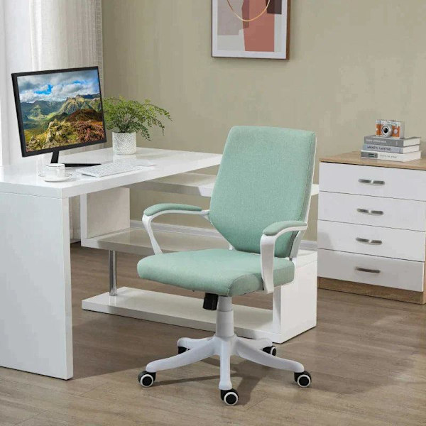Rootz Kontorstol - Skrivebordsstol - Hjemmekontor - Stol med Vippefunktion - Grøn/Hvid - 62x69x92-100 Cm