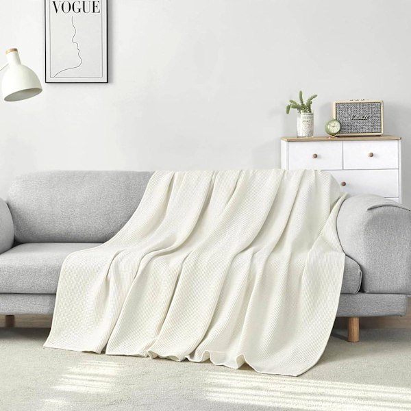 Rootz Waffle Piqué Överkast - Bomullsfilt - Lätt andas - Våffellook - Mångsidig användning - Lättskött - 150x200cm till 240x260cm