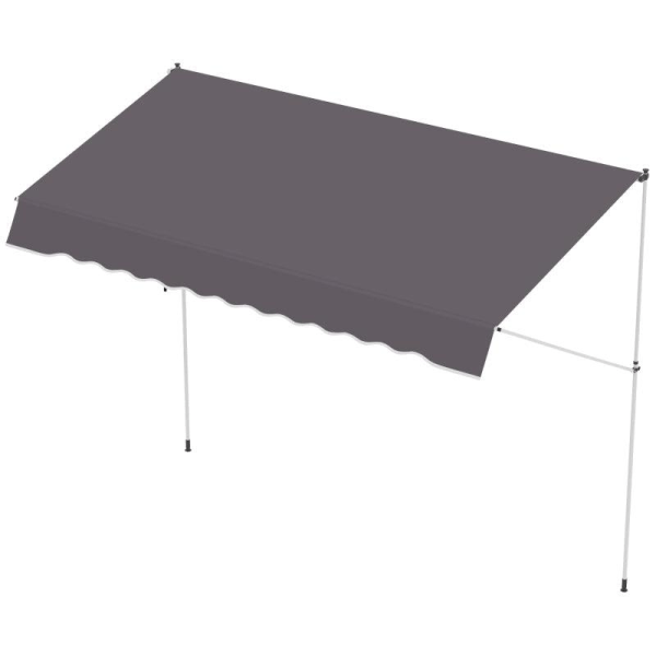 Rootz Markis - Ledarmsmarkis - Klämmarkis - Solskydd - Fällarm Handvev - Balkong - Grå - 300 x 150 cm
