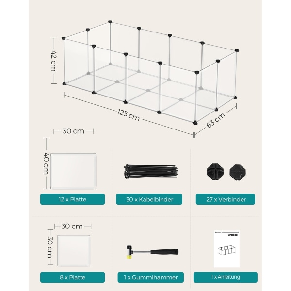 Rootz White Storage Cube Organizer - Plastopbevaringsenhed - Modulært opbevaringssystem - PP og ABS Materiale - Letvægts - 125cm x 63cm x 42cm