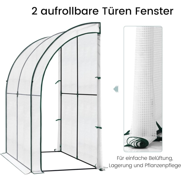 Rootz Premium Lean-to Greenhouse - Trädgårdsväxthus - Utomhusväxthus - UV-skydd - Hållbar design - Enkel montering - 200 cm x 210 cm x 100 cm
