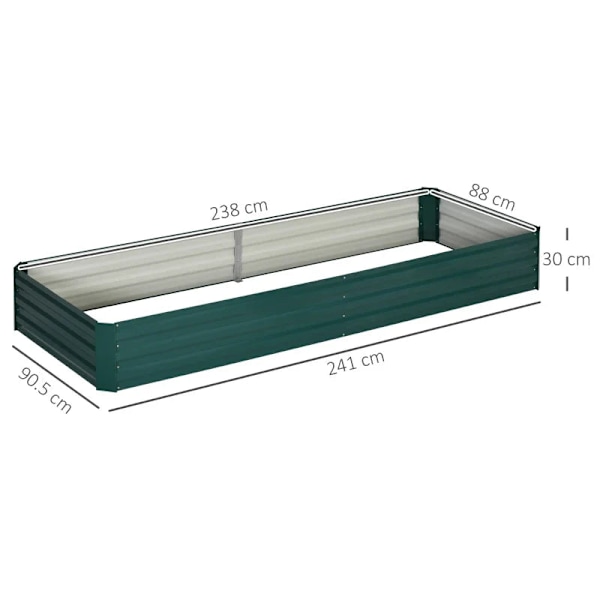 Rootz metallikorotettu puutarhasänky - Istutuslaatikko - Ulkoistutuskoneet - Kasvavat kukat - Yrtit - Helppo koota - Vihreä - 95L x 90,5W x 29,8K cm