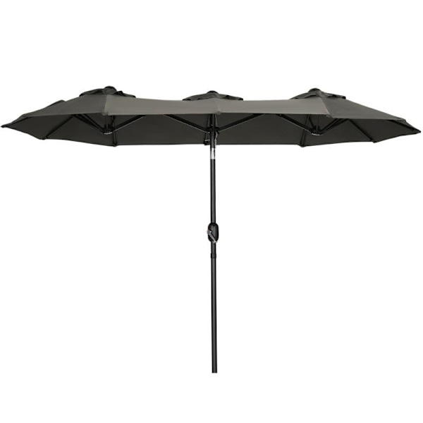 Rootz Parasol - Haveparasol - Kan vippes med håndsving - Vindkapsel - Polyester + Stål - Grå - 285 x 147 cm