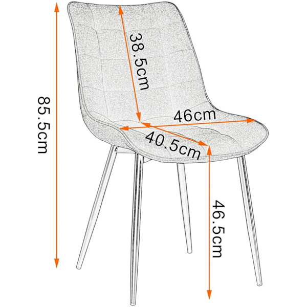 Rootz Set med 4 matstolar - Moderna köksstolar - Snygga sittplatser - Slitstark metallstomme - Ergonomisk komfort - Golvskydd - 46 x 40,5 cm Sitsstorl
