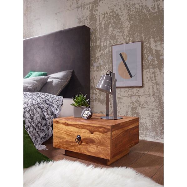 Rootz design sengebord massivt træ sheesham 40x40x25 cm - Moderne sengebord kommode - Natbord natbord i naturtræ