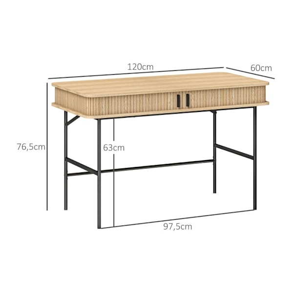 Rootz Skrivbord - Datorbord - Kontorsbord - Generös arbetsyta - 120 cm x 60 cm x 76,5 cm - Ek & svart finish