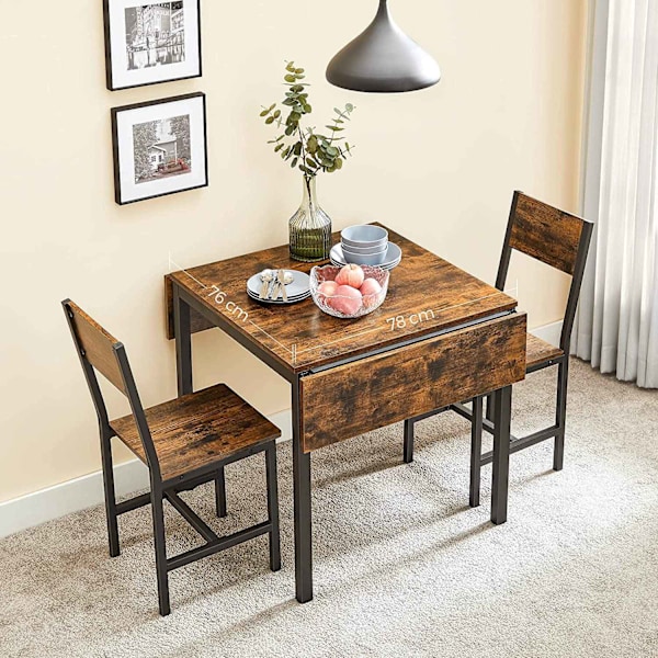 Rootz Vintage Brun-Sort Spisebord - Spånplade stål - Sammenklappeligt bord - Rustikt bord - Heavy Duty - 120cm x 78cm x 76,2cm