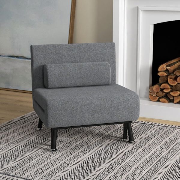 Rootz Foldeseng - Alsidig Sovesofa - Tilbagelænet ryglæn - Stålramme - Linnedlook - 75cm x 70cm x 75cm (Sofa) / 180cm x 75cm x 25cm (Senge)