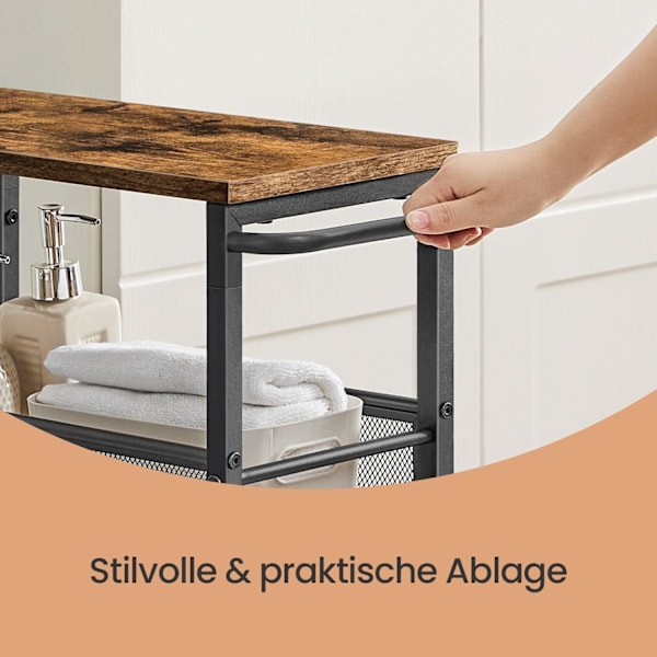 Rootz 4 Level Troting Trolley - Kitchen Cart - Mal Nisch Shelf - Vintage Brown Black - Rymdräddande design - 22 x 45,4 x 77 cm