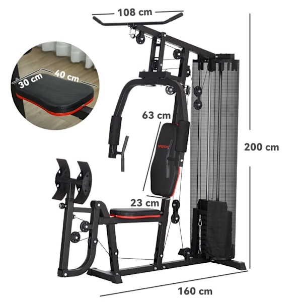 Rootz Multi-Gym Station - Home Gym - Strength Tower - 45 kg vægte - Stålramme - 160L x 108W x 200H cm