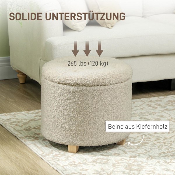 Rootz Round Stole With Storage - FootSnol - Ottoman - Rummelig 31,8L Storage - Ø45 X 41H CM - Brun