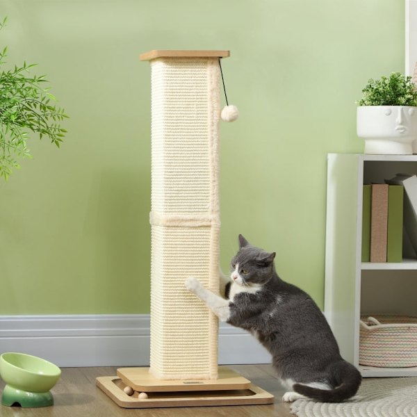 Rootz Cat kradsestolpe - Playrail kattelegetøj - Sisal Scratcher - MDF base - 39,5 cm x 39,5 cm x 87 cm