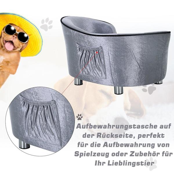 Rootz Luxury Dog Sohva - harmaa - kuusipuu, pehmo - 27,17 cm x 19,29 cm x 14,96 cm