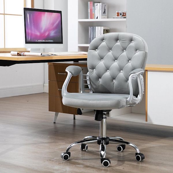 Rootz Swivel Chair - Grå - Sammet, Skum, Nylon - 23,42 cm x 23,81 cm x 37,4 cm