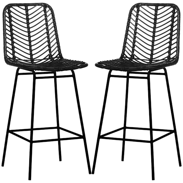 Rootz Boho Barstole Sæt - Rattan Look - Bordstole - Stilfuld Komfort - 42,5L x 52W x 102H cm