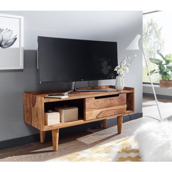 Rootz lowboard massivt sheeshamträ 95x44x34 cm TV-byrå med skjutdörr - Design TV-skåp hög - TV-bänk TV-skåp modern - TV-byrå vardagsrum