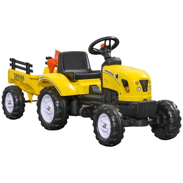 Rootz pedaltraktor med anhænger - Værktøj - Horn - Til børn fra 3 år og derover - Metalramme - Sort og gul - 133 x 42 x 51 cm