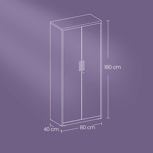 Rootz Multi -Purpose File Cabinet - Opbevaringsskab - Matt Black Cabinet - Holdbart pulverovertrukket stål - 40 x 80 x 180 cm