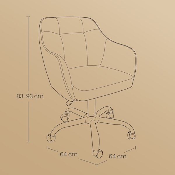 Rootz Justerbar kontorstol - Drejestol - skrivebordsstol - Optimal komfort - 65 x 69 x (83-93) cm