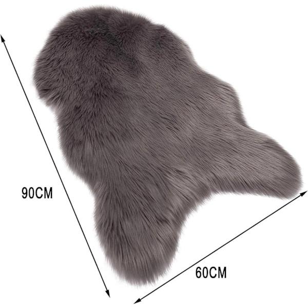 Rootz Faux Fur Tæppe - Fluffy Shag Tæppe - Blødt tæppe - Fugttransporterende - 90cm x 60cm - Temperaturbalancering - Lysegrå/hvid