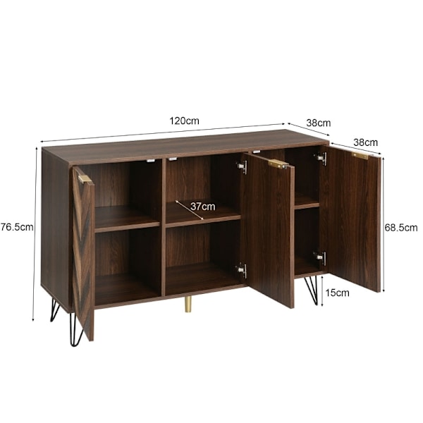 Rootz Stilfuld skænk - Opbevaringsskab - Moderne Credenza - Generøs opbevaringsplads - 120 cm x 38 cm x 76,5 cm