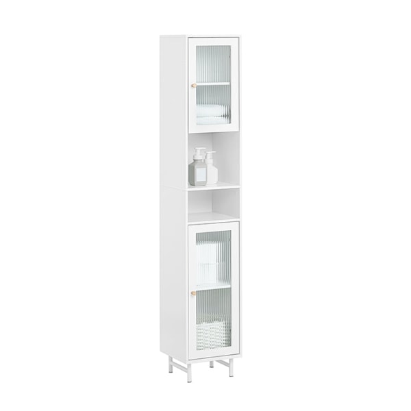 Rootz Tall Kylpyhuonekaappi - Säilytysjärjestelmä - Lasiovikaappi - Säädettävät hyllyt - Vedenkestävät metallijalat - MDF ja lasi - 30cm x 171cm x 30c