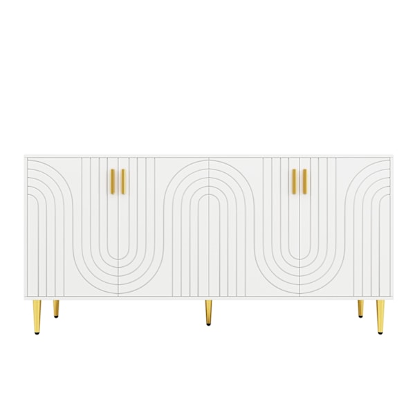 Rootz White Sideboard - Buffet Cabinet - Lagringsenhet - Elegant design, enkel rengöring, MDF, 152 cm x 40 cm x 75 cm