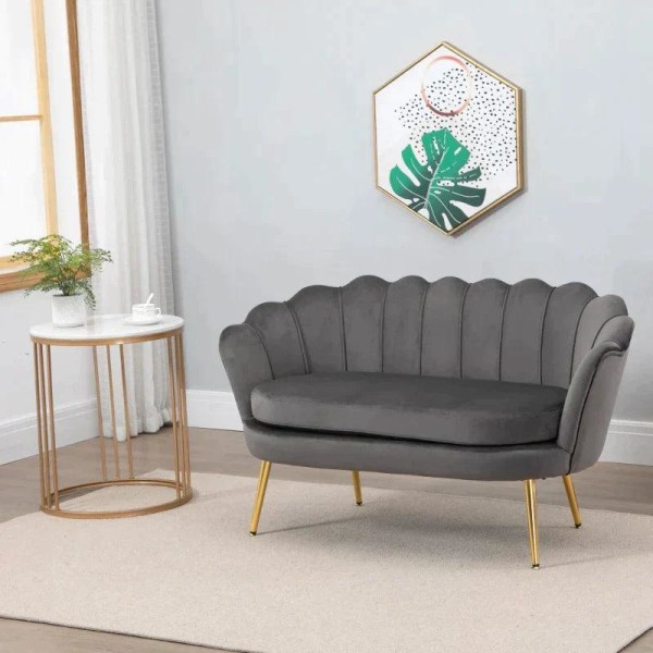 Rootz Sohva - 2 istuttava kangassohva - Istuinsohva - Lounge sohva - Harmaa - 133 x 63 x 75 cm