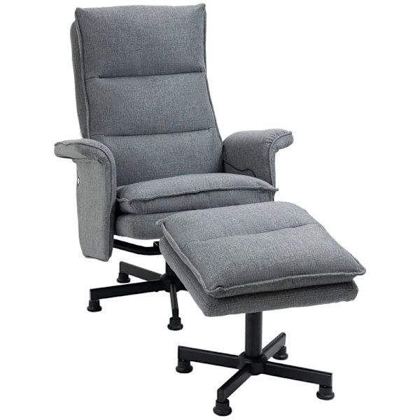 Rootz Massagekontorsstol - Fotpall - Praktisk sidoficka - 8 vibrationshuvuden - Linnepolyester - 1 fjärrkontroll - 1 sidoficka - Grå - 78L x 93W x 99H