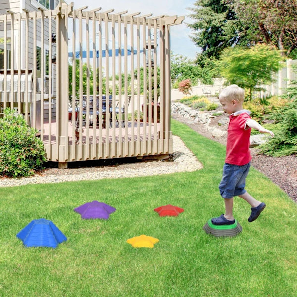 Rootz Stepping Stones Set för barn - 3 år och äldre - 5 stenar - Halkfritt - Upp till 80 kg - Sjöstjärna Design - Lek för inomhus - Utomhus - Flerfärg