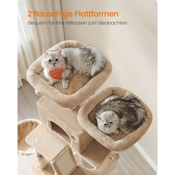 Rootz stor skrapstolpe - Cat Tree - Multi-level Scratcher - Chipboard Plysch Sisal - 60cm x 50cm x 206cm