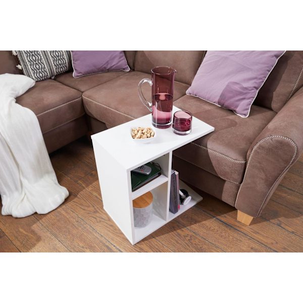 Rootz sidebord 50x50x30 cm træ hvid design sidebord sofa - Sofabord lille moderne - Lille sofabord firkantet - Sofabord højt - Smalt bord stue